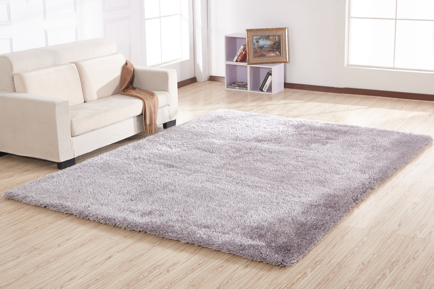 8' x 11' Silver Shag Hand Tufted Area Rug