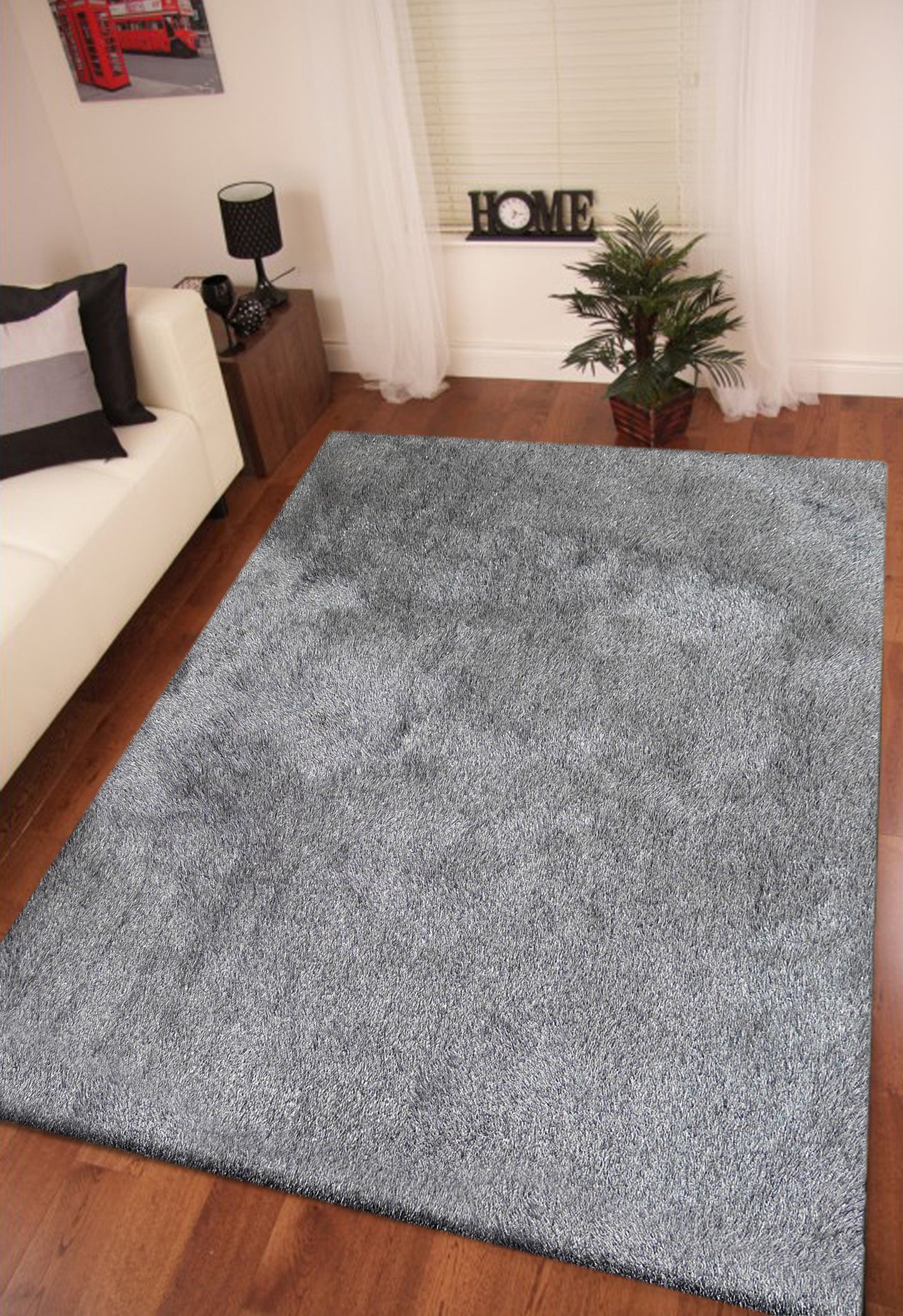 5' x 7' Gray Shag Hand Tufted Area Rug