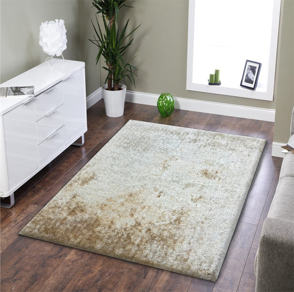 8' x 11' Beige Shag Hand Tufted Area Rug