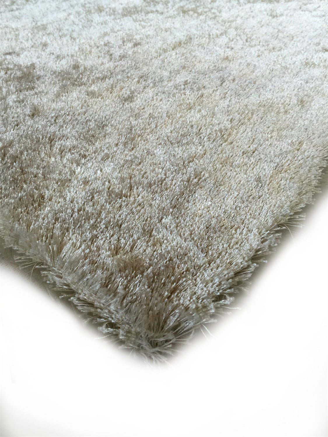8' x 11' Beige Shag Hand Tufted Area Rug