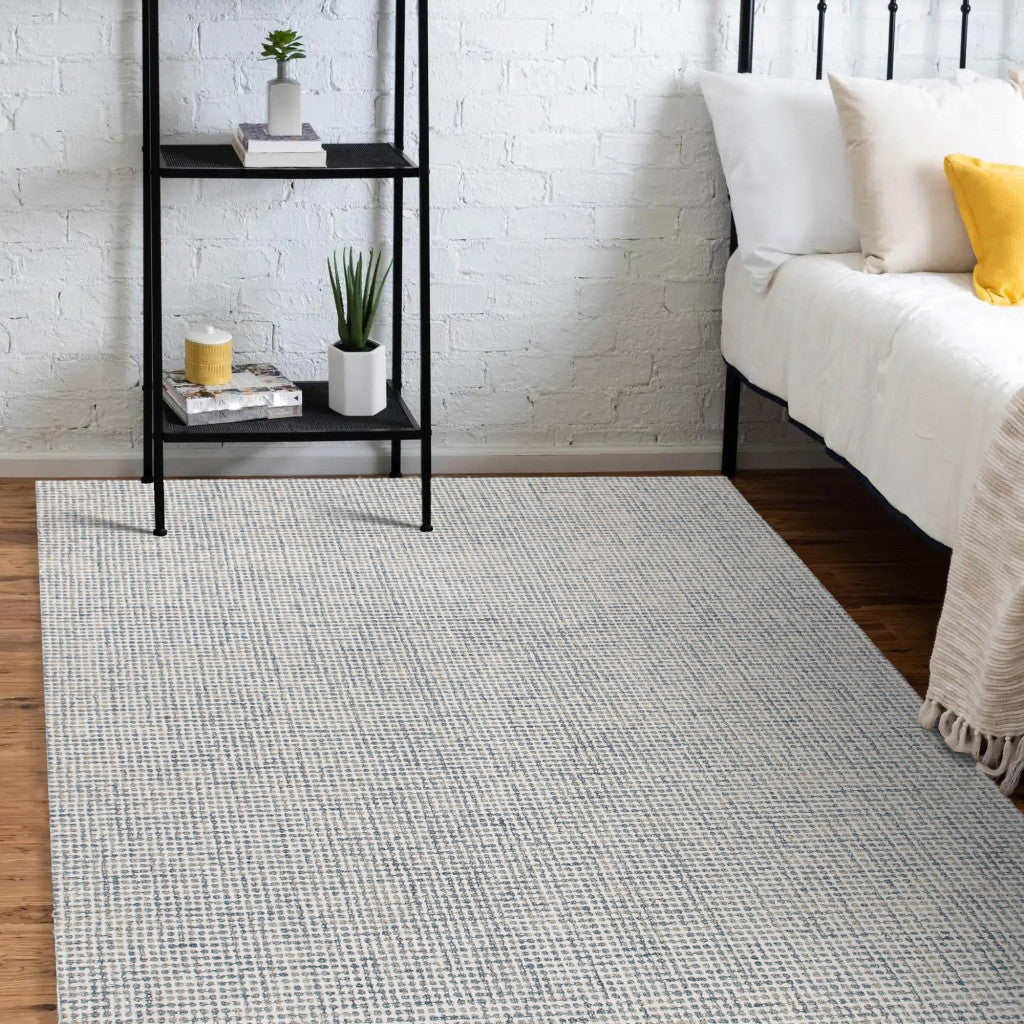 8' x 10' Blue and Ivory Wool Abstract Hand Tufted Area Rug