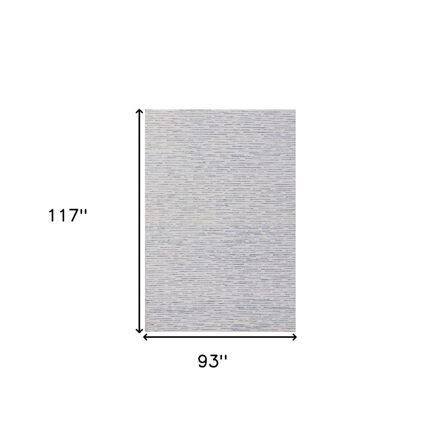 8' x 10' Ivory and Blue Wool Striped Hand Tufted Area Rug