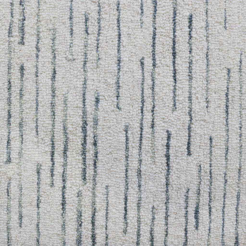 8' x 10' Ivory and Blue Wool Striped Hand Tufted Area Rug