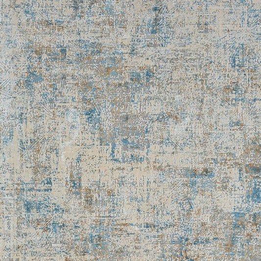 9' x 12' Blue and Ivory Abstract Area Rug