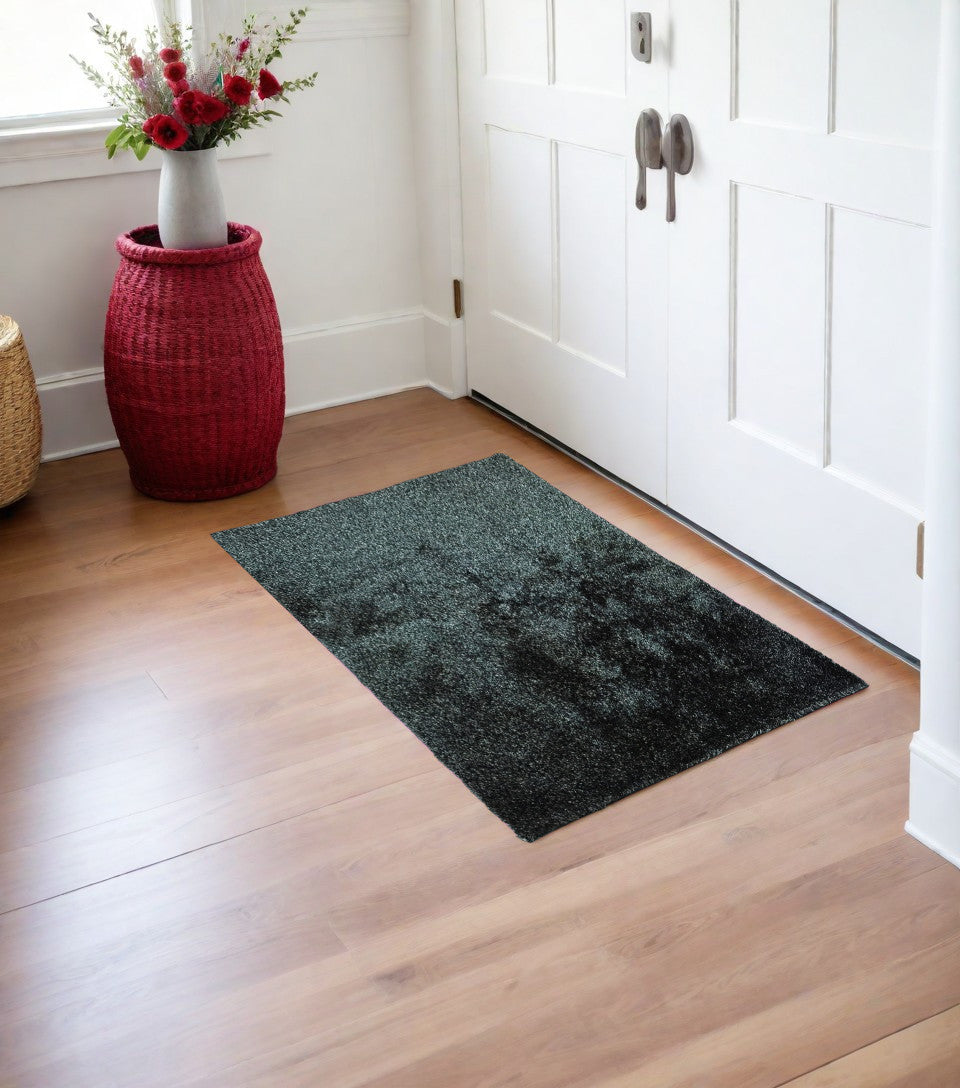 2' x 3' Black Shag Hand Tufted Area Rug