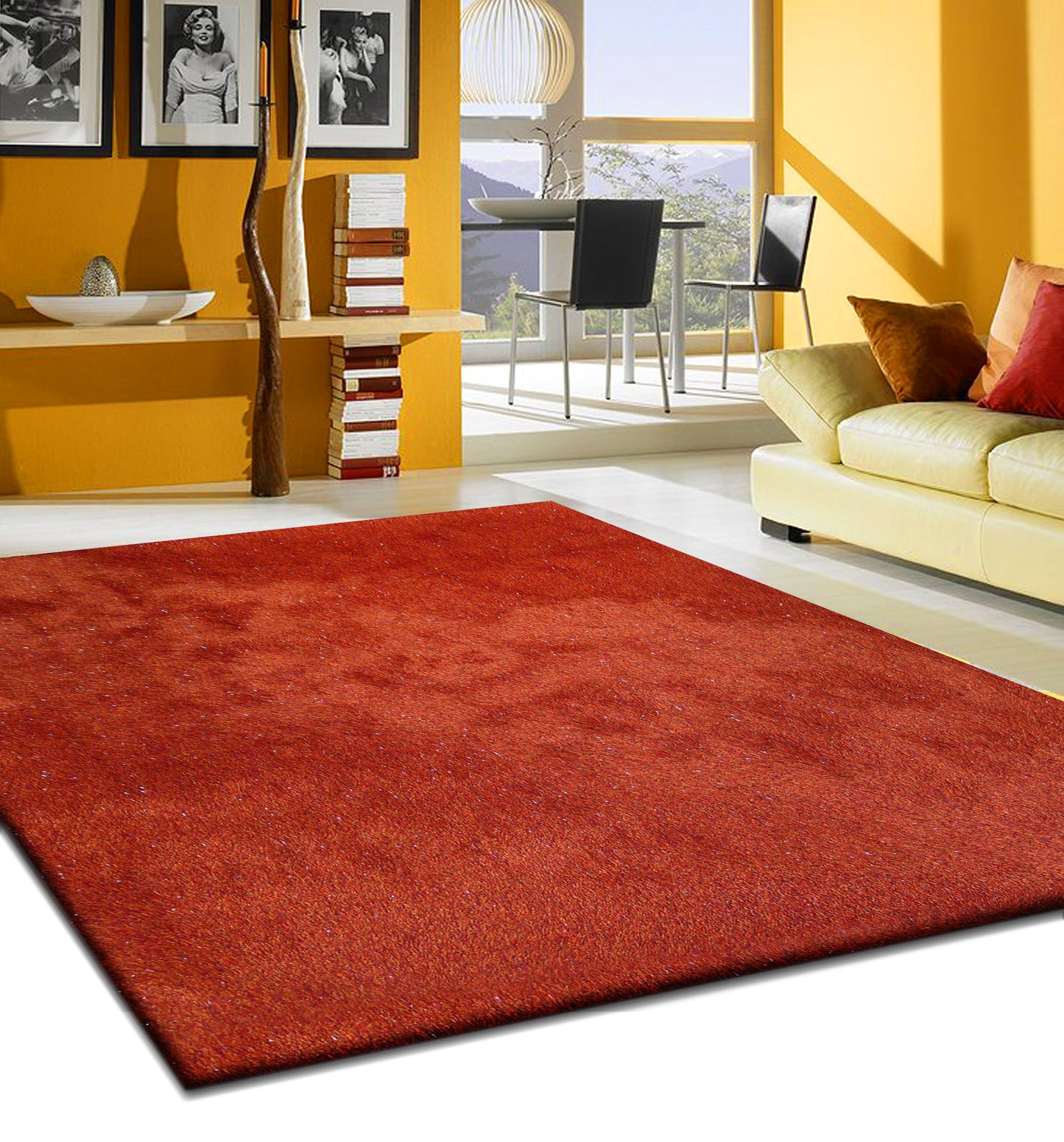8' x 11' Red Shag Hand Tufted Area Rug
