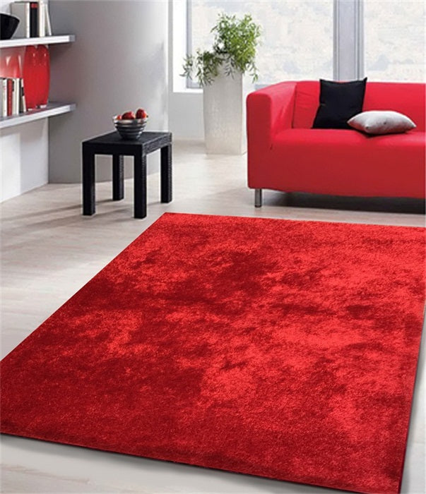 5' x 7' Red Shag Hand Tufted Area Rug