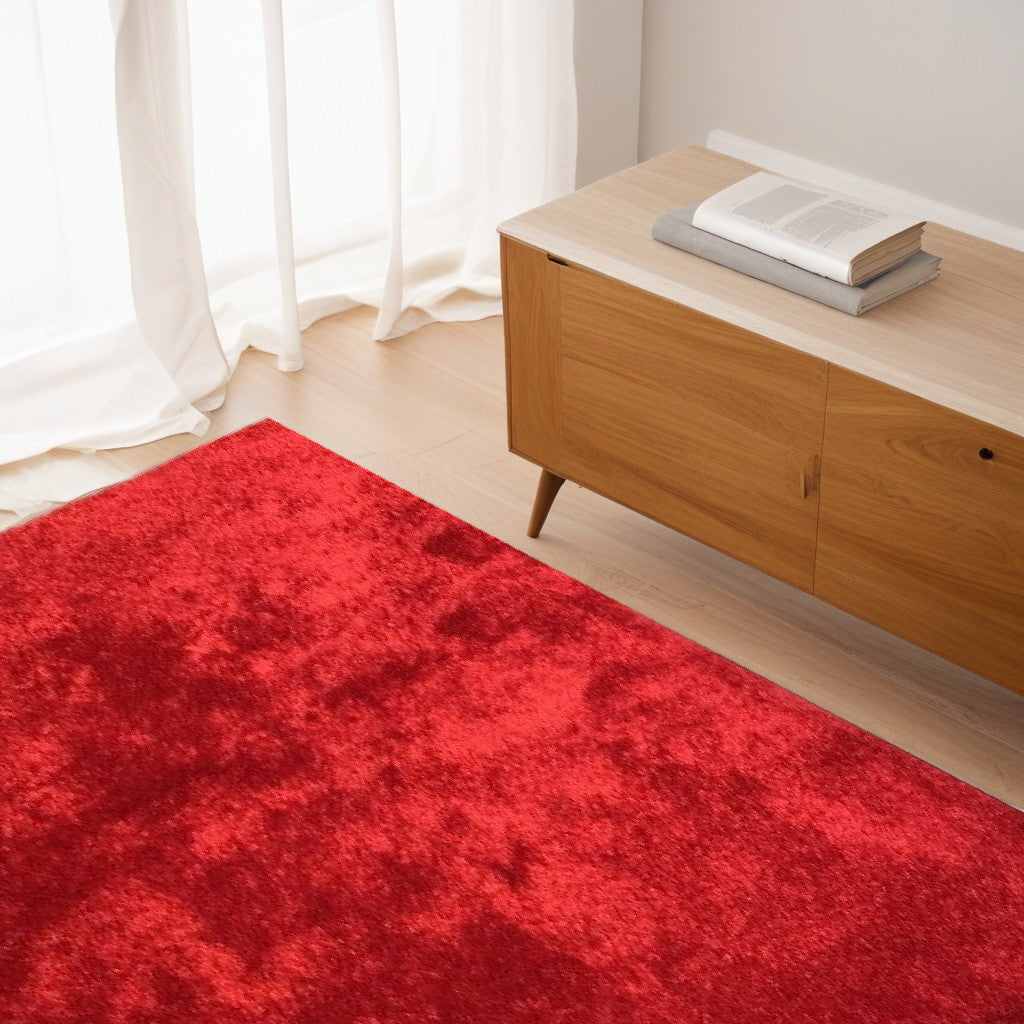 5' x 7' Red Shag Hand Tufted Area Rug