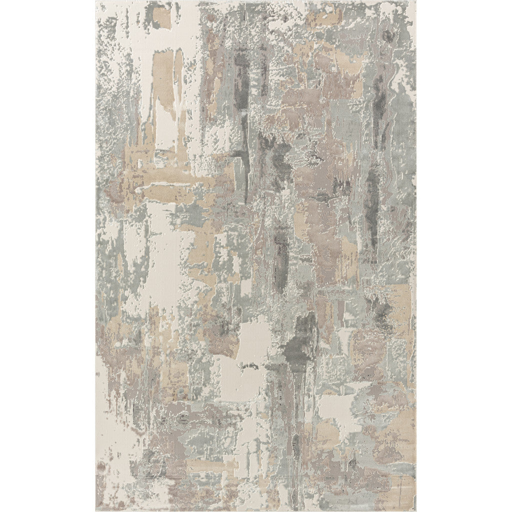 5' x 8' Gray and Beige Abstract Area Rug