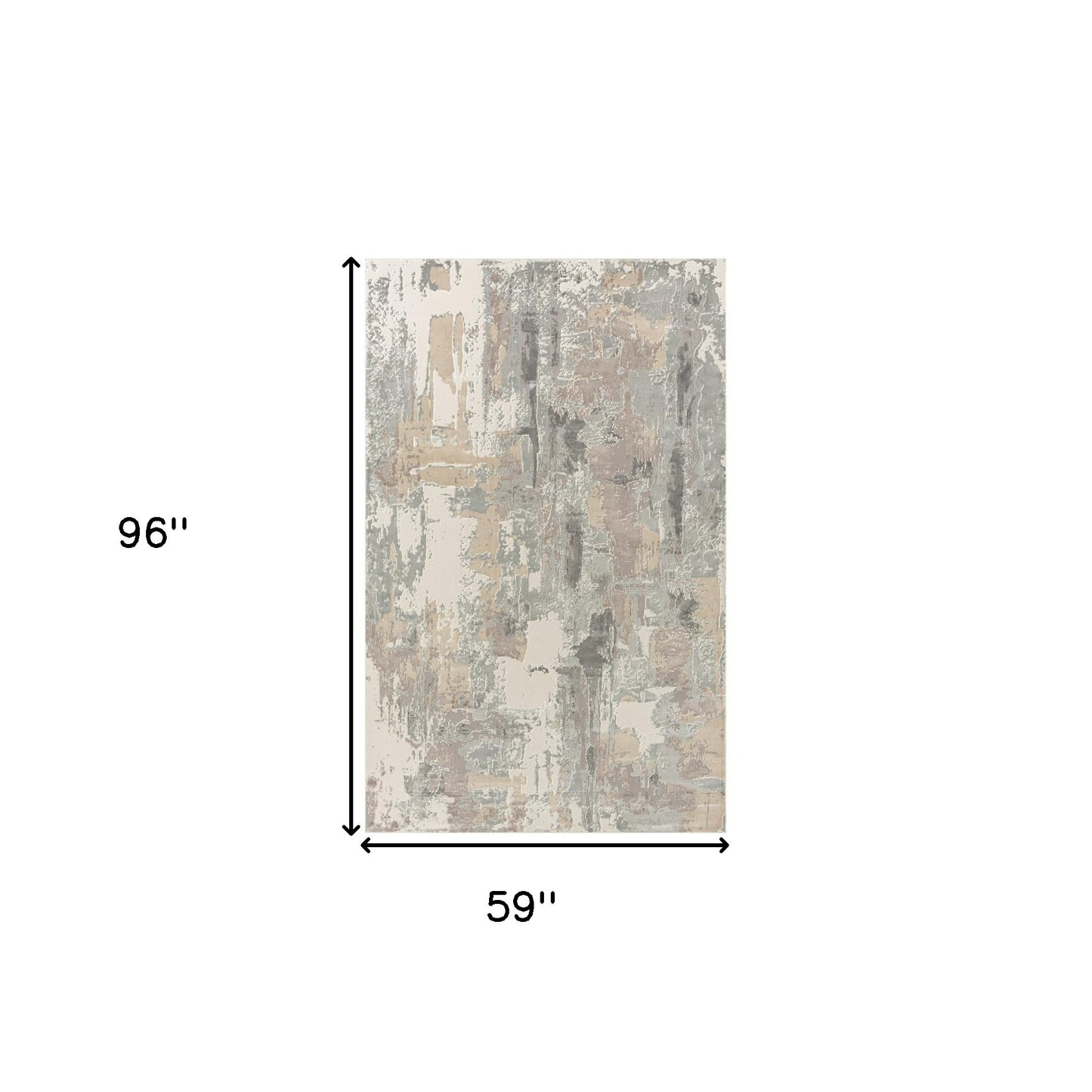 5' x 8' Gray and Beige Abstract Area Rug