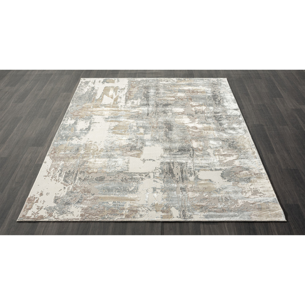 5' x 8' Gray and Beige Abstract Area Rug