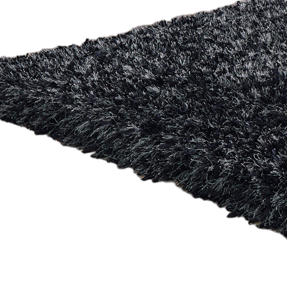 5' x 7' Black Shag Hand Tufted Area Rug