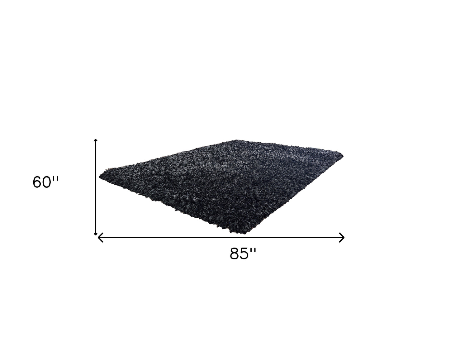5' x 7' Black Shag Hand Tufted Area Rug