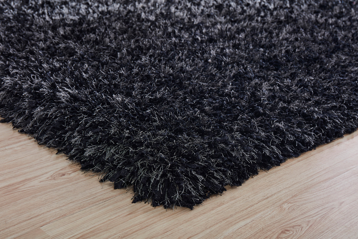 5' x 7' Black Shag Hand Tufted Area Rug