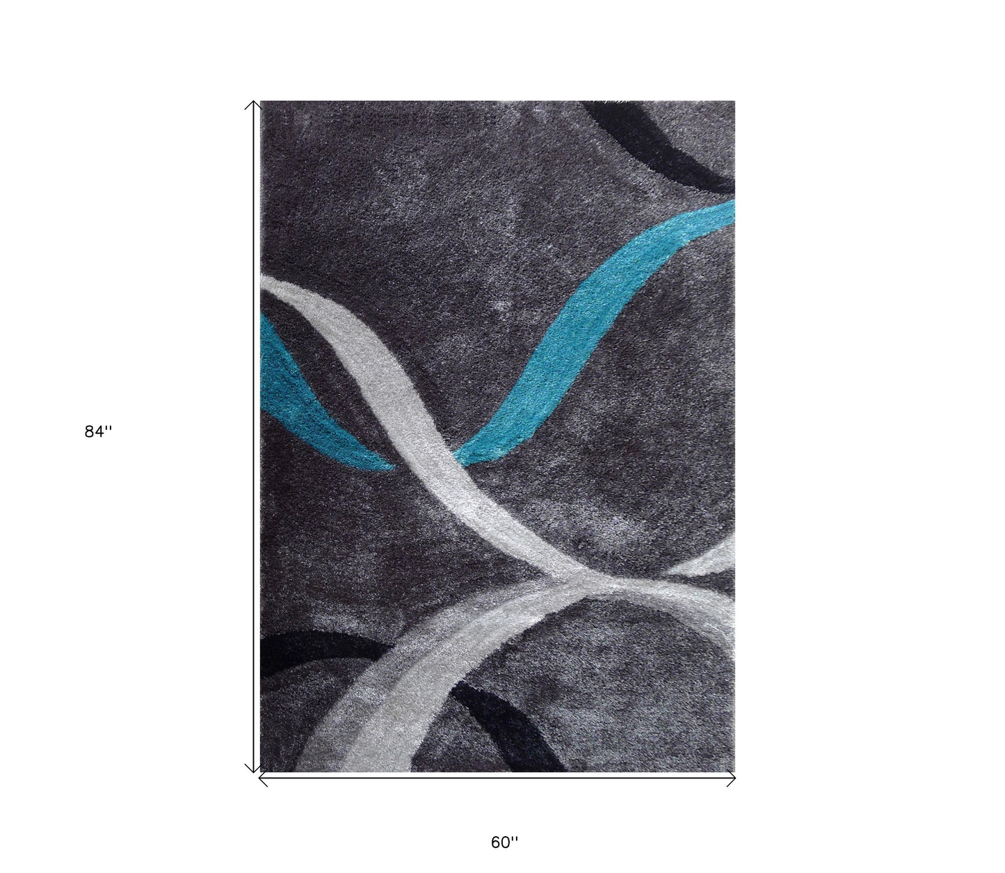 5' x 7' Gray and Silver Shag Hand Tufted Area Rug