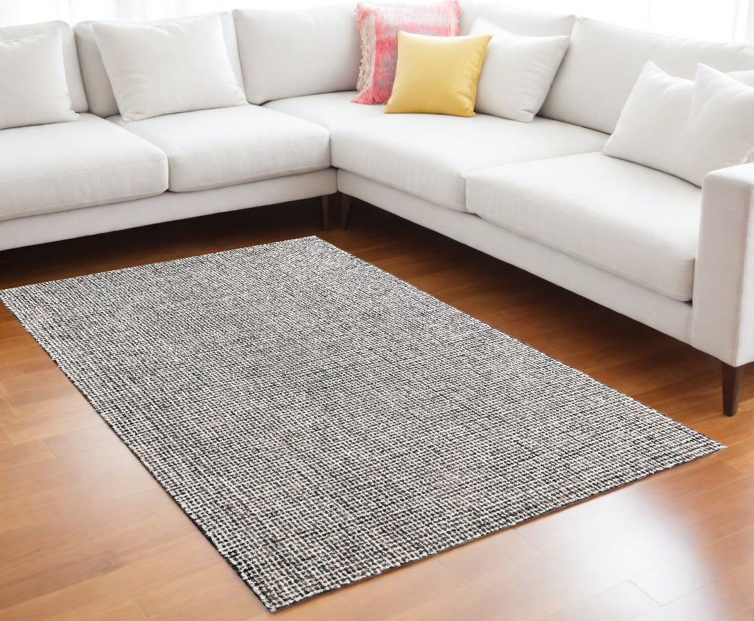 10' x 14' Gray and Ivory Wool Checkered Hand Tufted Area Rug