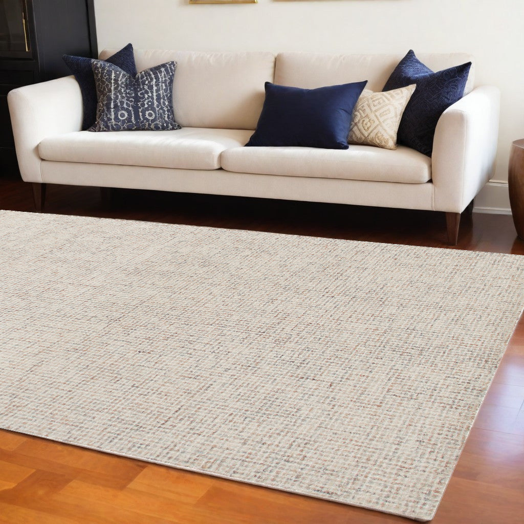 8' x 10' Beige and Brown Wool Abstract Hand Tufted Area Rug