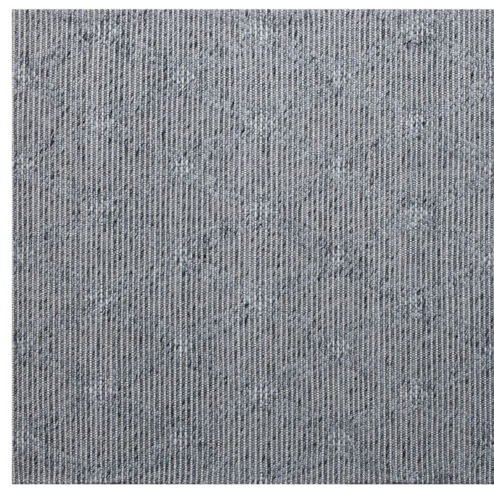 10' x 14' Blue and Ivory Wool Geometric Hand Woven Area Rug