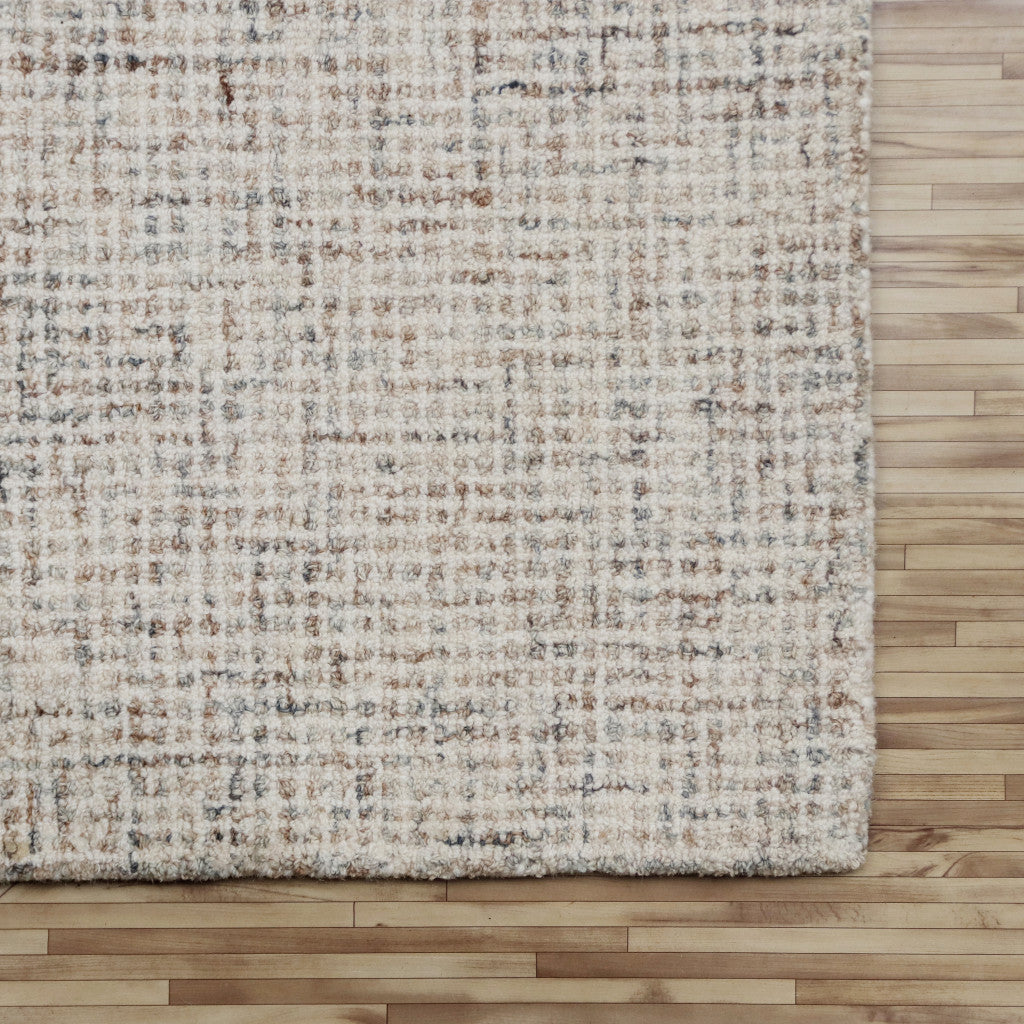 8' x 10' Beige and Brown Wool Abstract Hand Tufted Area Rug