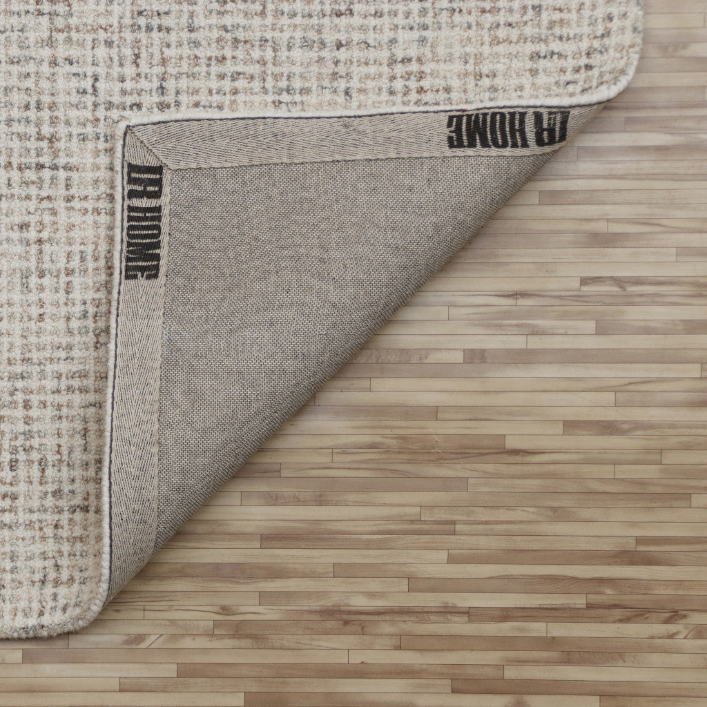 8' x 10' Beige and Brown Wool Abstract Hand Tufted Area Rug