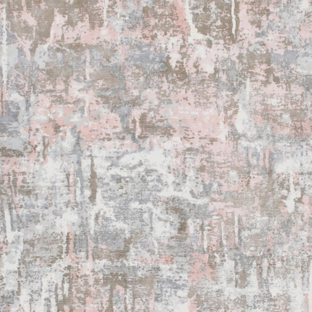 2' x 3' Gray and Pink Abstract Hand Loomed Area Rug