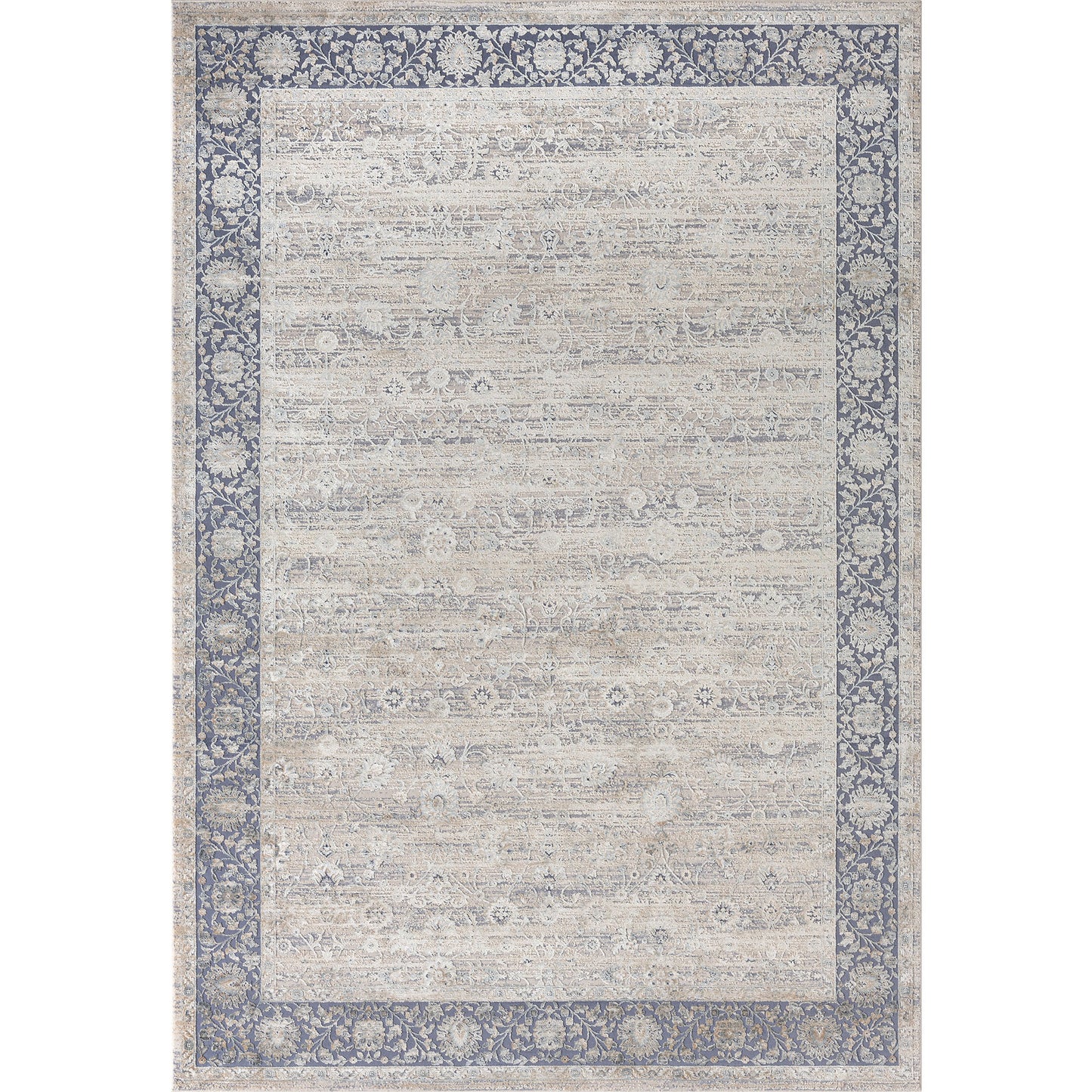 2' x 3' Blue and Beige Floral Area Rug