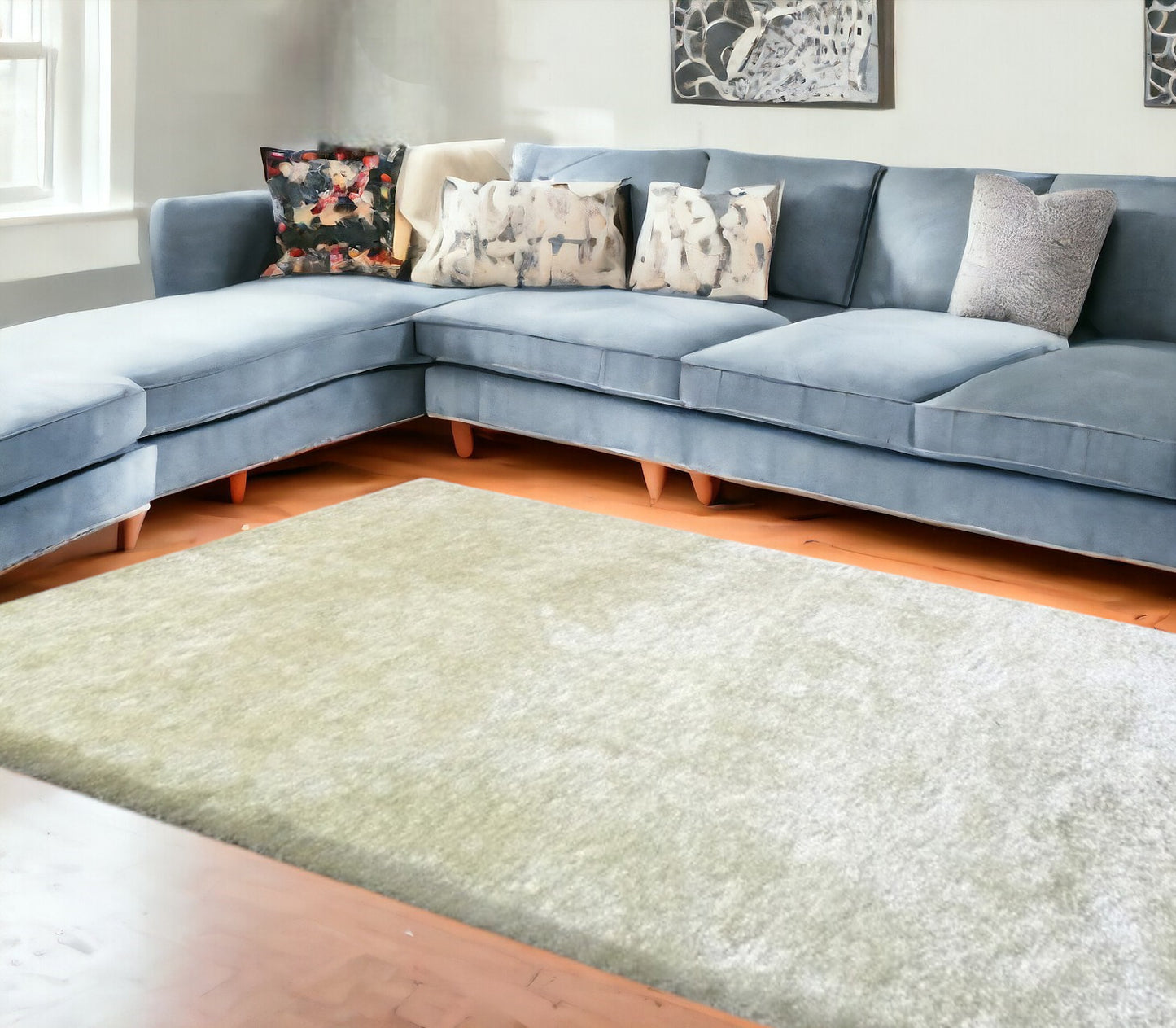 8' x 11' White Shag Hand Tufted Area Rug