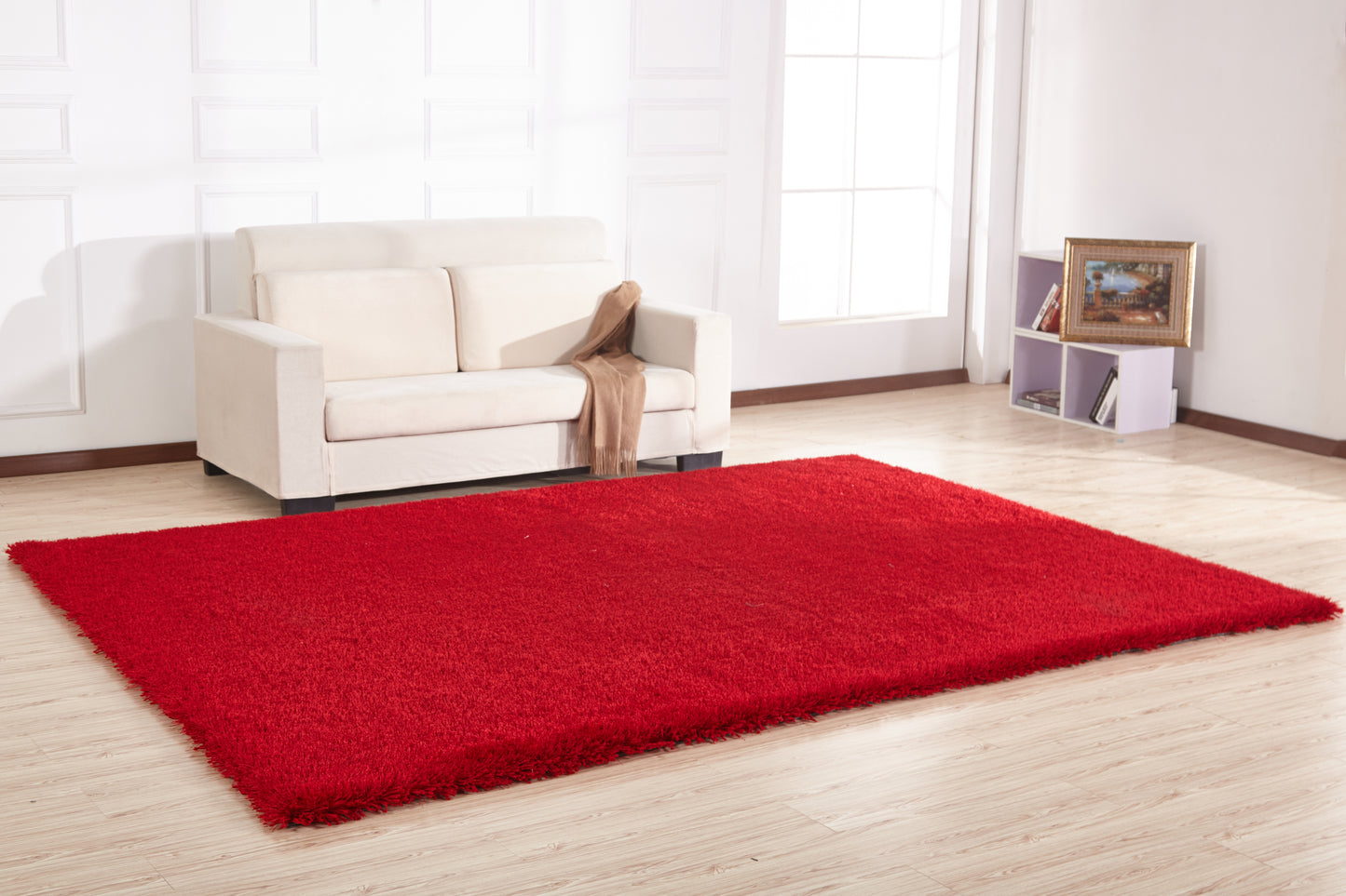 5' x 7' Red Shag Hand Tufted Area Rug