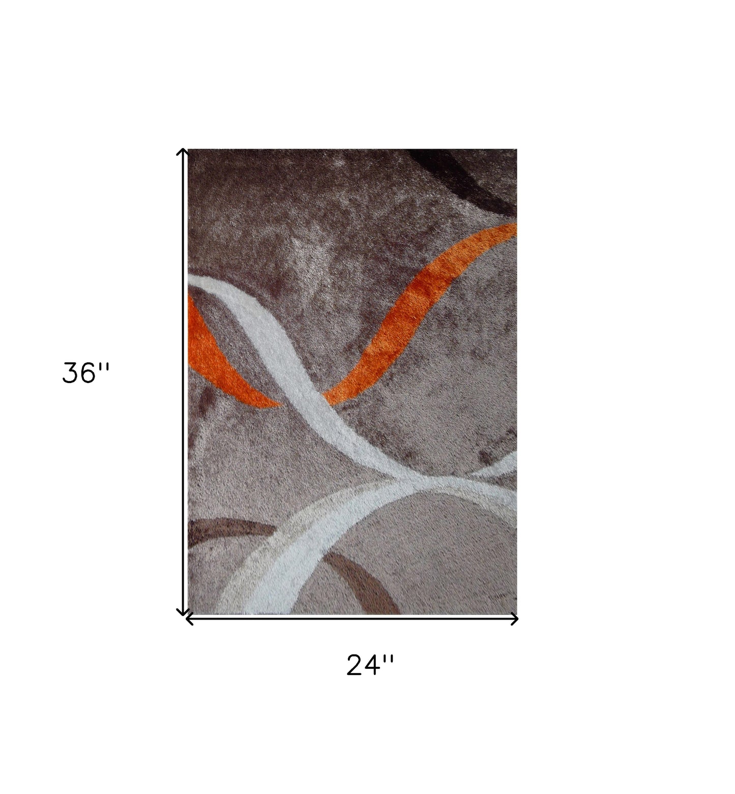 2' x 3' Brown and Orange Shag Hand Tufted Area Rug