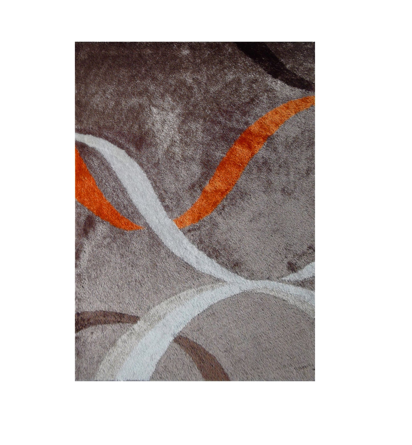 2' x 3' Brown and Orange Shag Hand Tufted Area Rug
