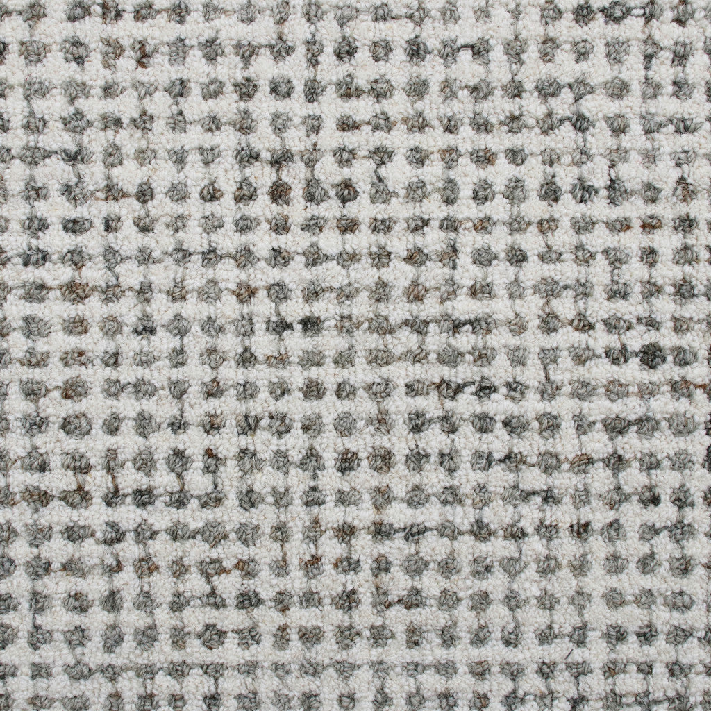 10' x 14' Gray and Ivory Wool Checkered Hand Tufted Area Rug