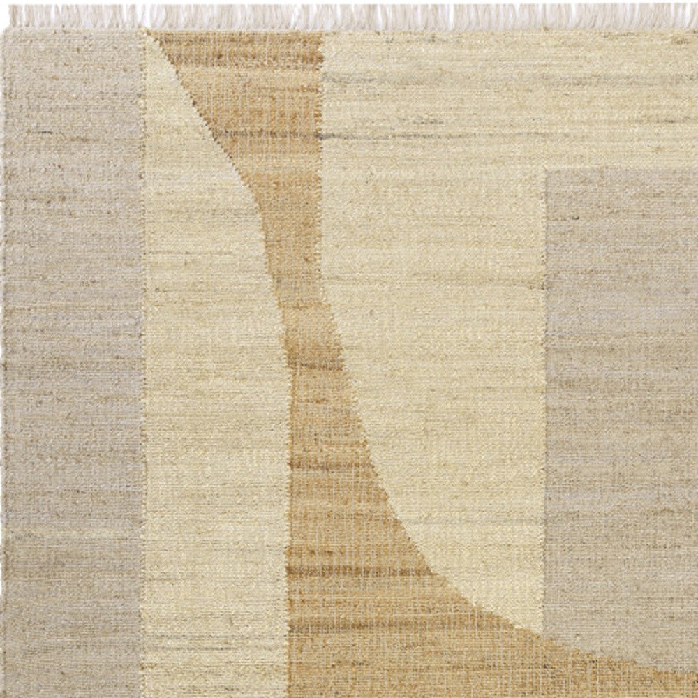 8' x 10' Natural and Ivory Abstract Hand Woven Area Rug