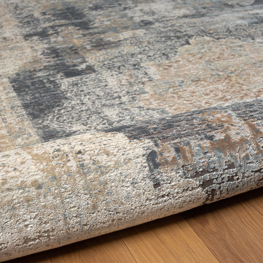 9' x 12' Beige and Gray Medallion Area Rug