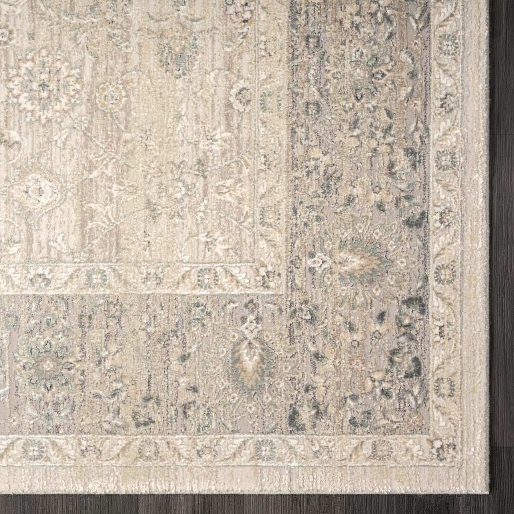 5' x 8' Beige and Ivory Floral Area Rug