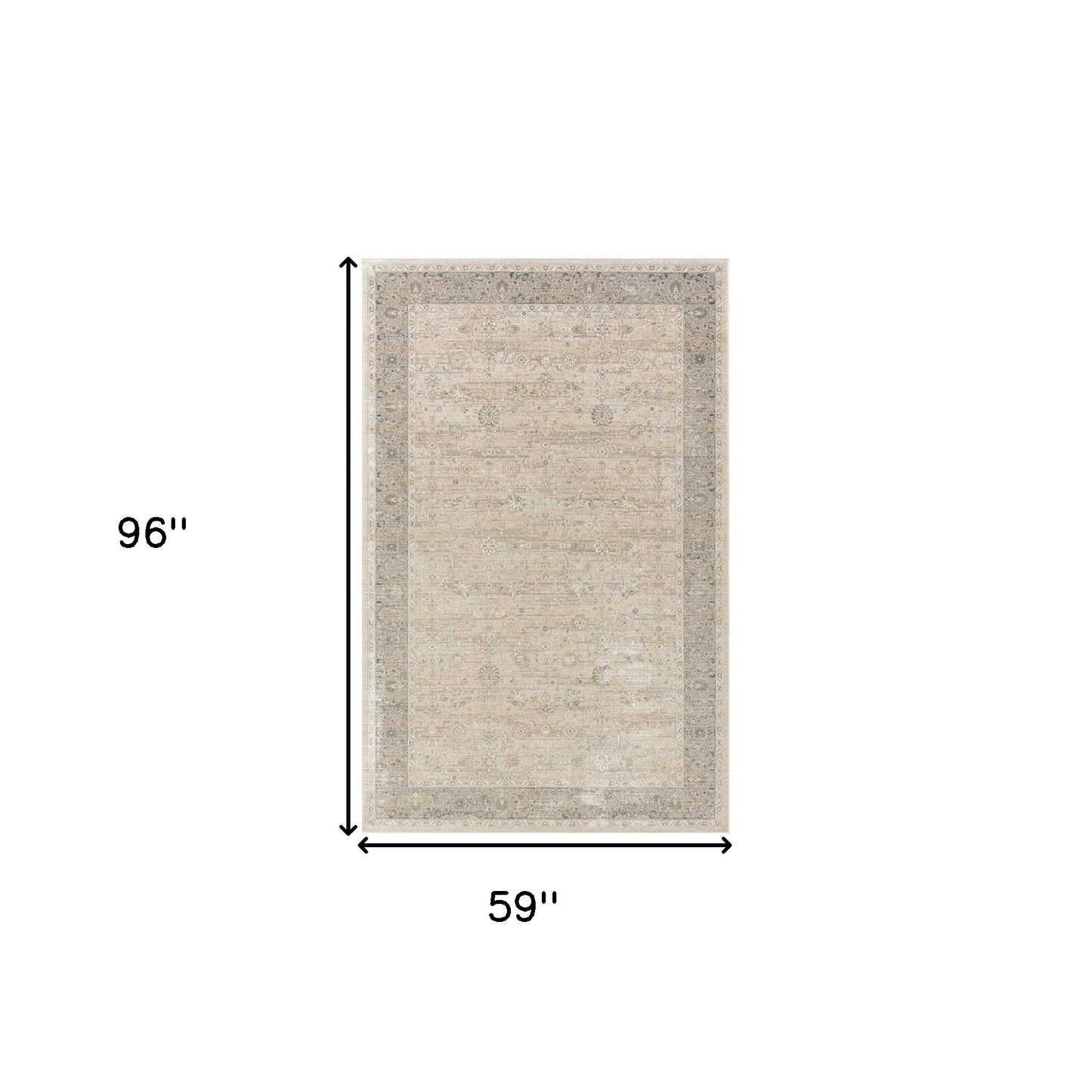 5' x 8' Beige and Ivory Floral Area Rug