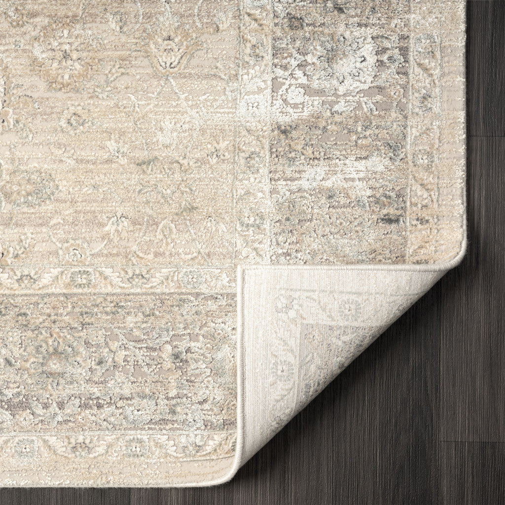 5' x 8' Beige and Ivory Floral Area Rug