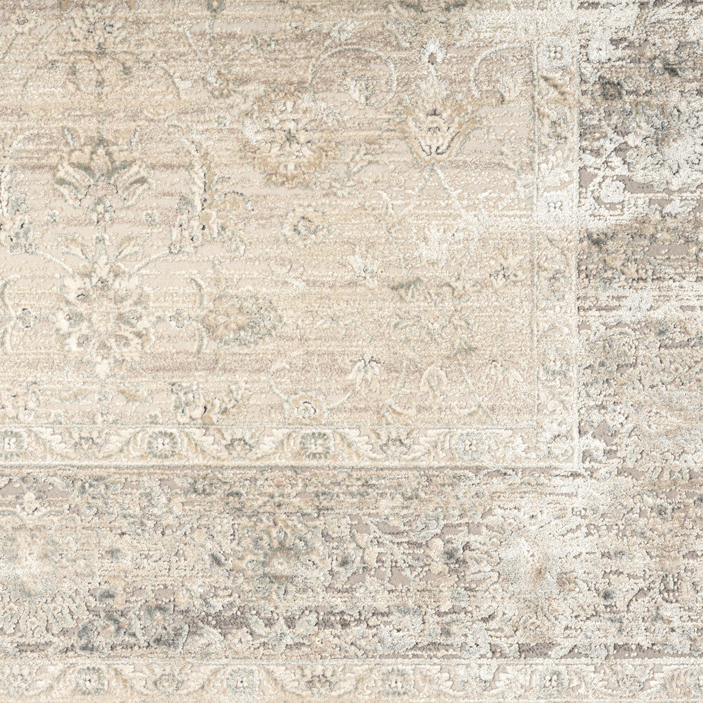 5' x 8' Beige and Ivory Floral Area Rug