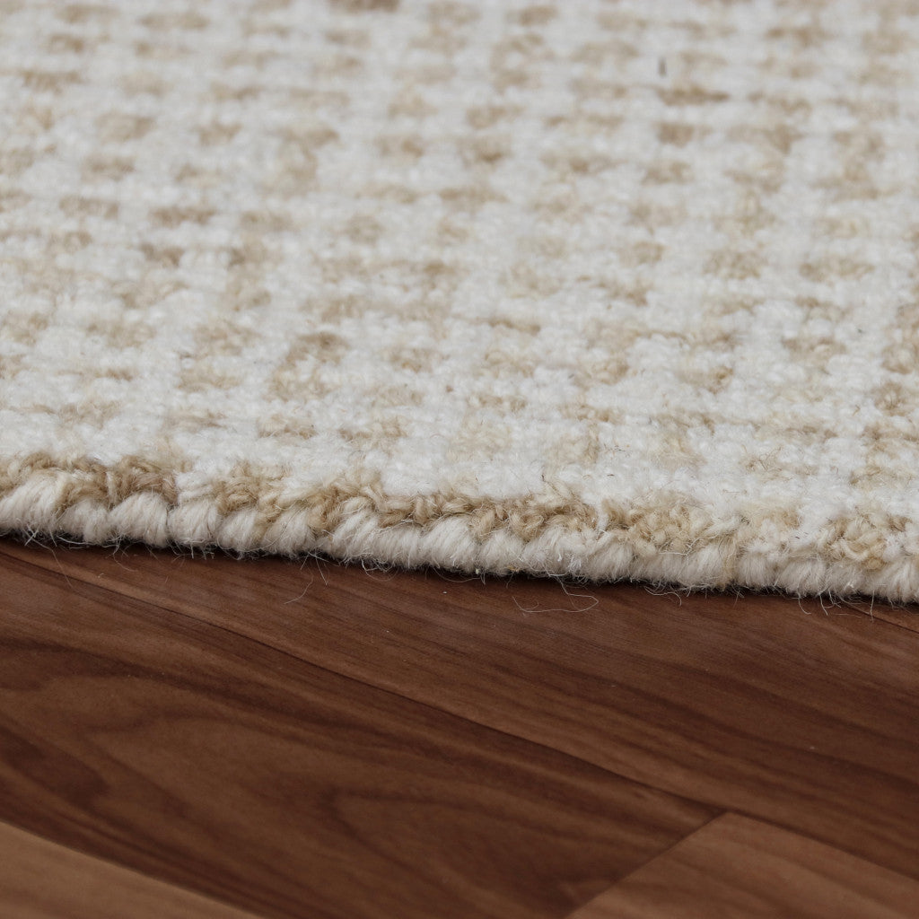 9' x 12' Beige and Ivory Wool Checkered Hand Tufted Area Rug