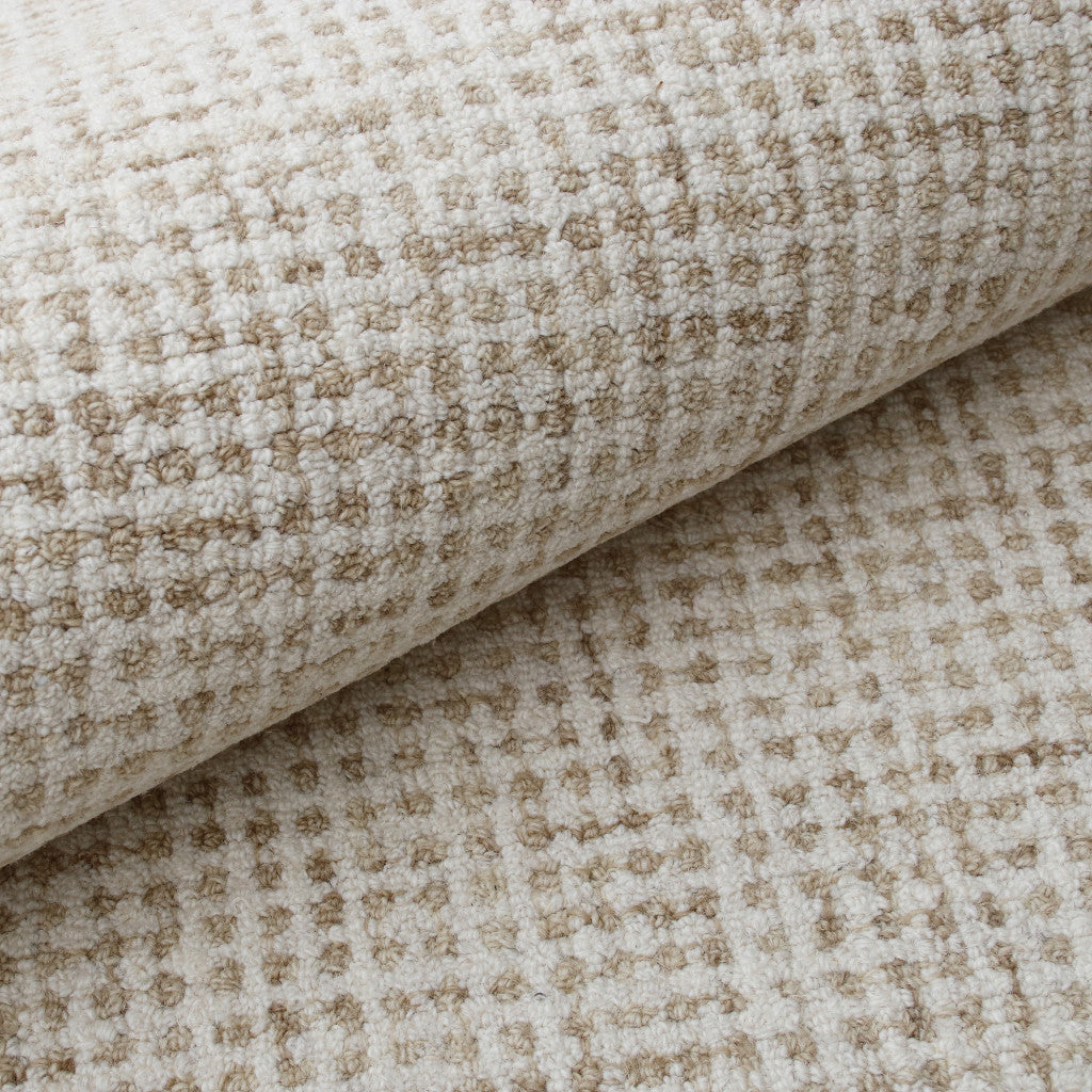 9' x 12' Beige and Ivory Wool Checkered Hand Tufted Area Rug