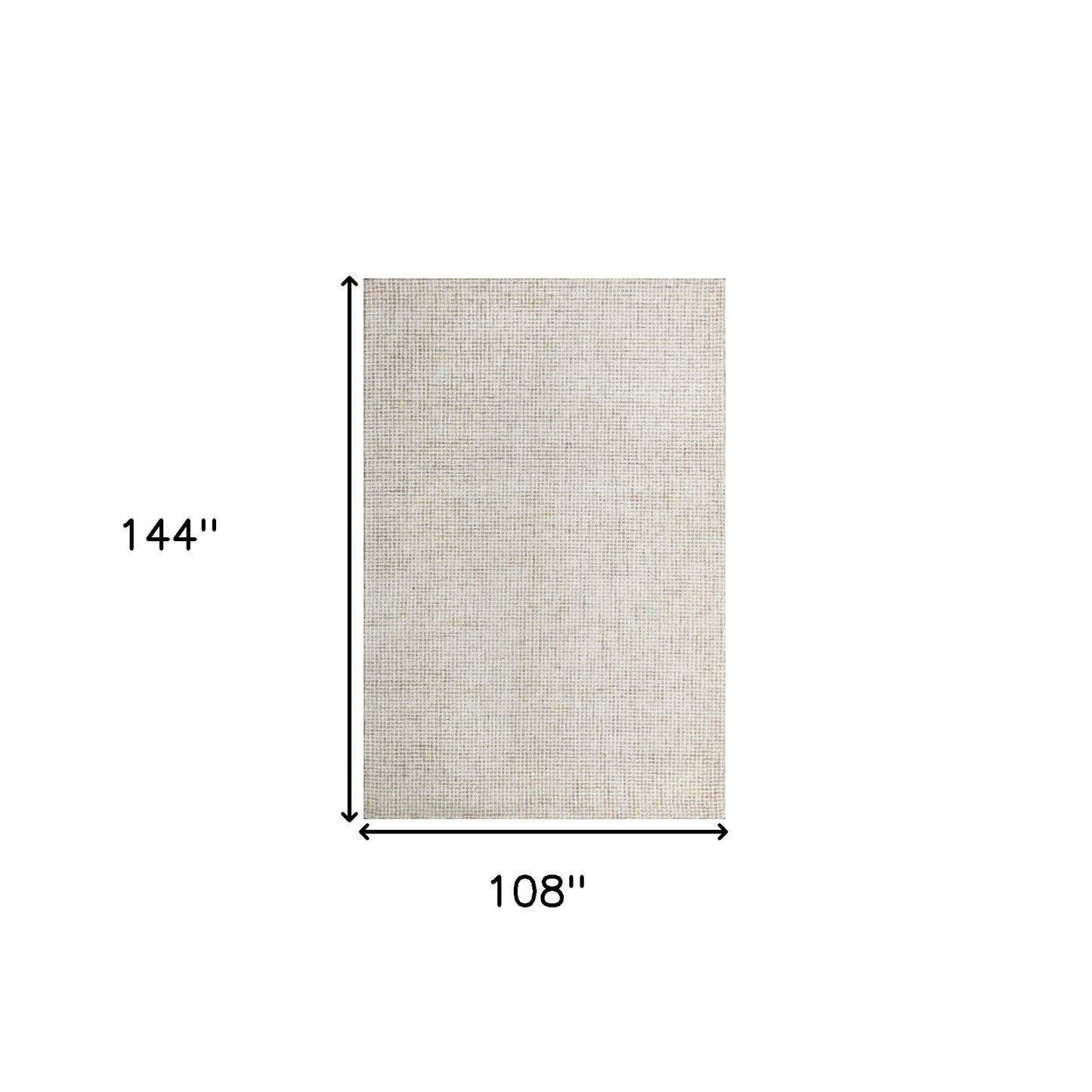 9' x 12' Beige and Ivory Wool Checkered Hand Tufted Area Rug