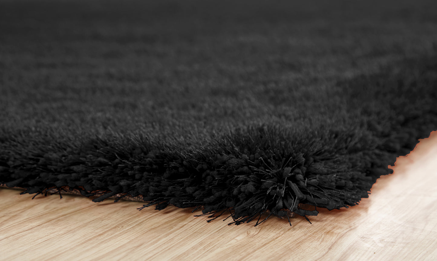 5' x 7' Black Shag Hand Tufted Area Rug