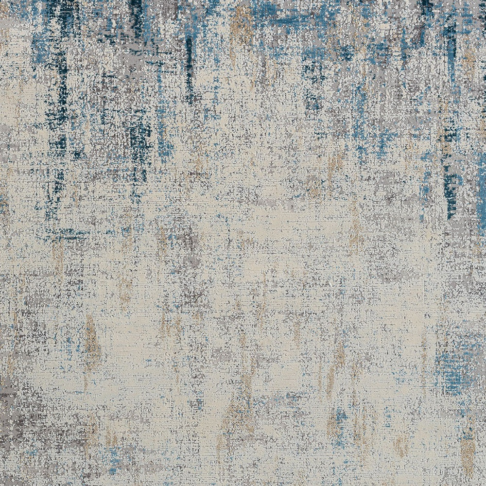 5' x 8' Blue and Ivory Abstract Area Rug