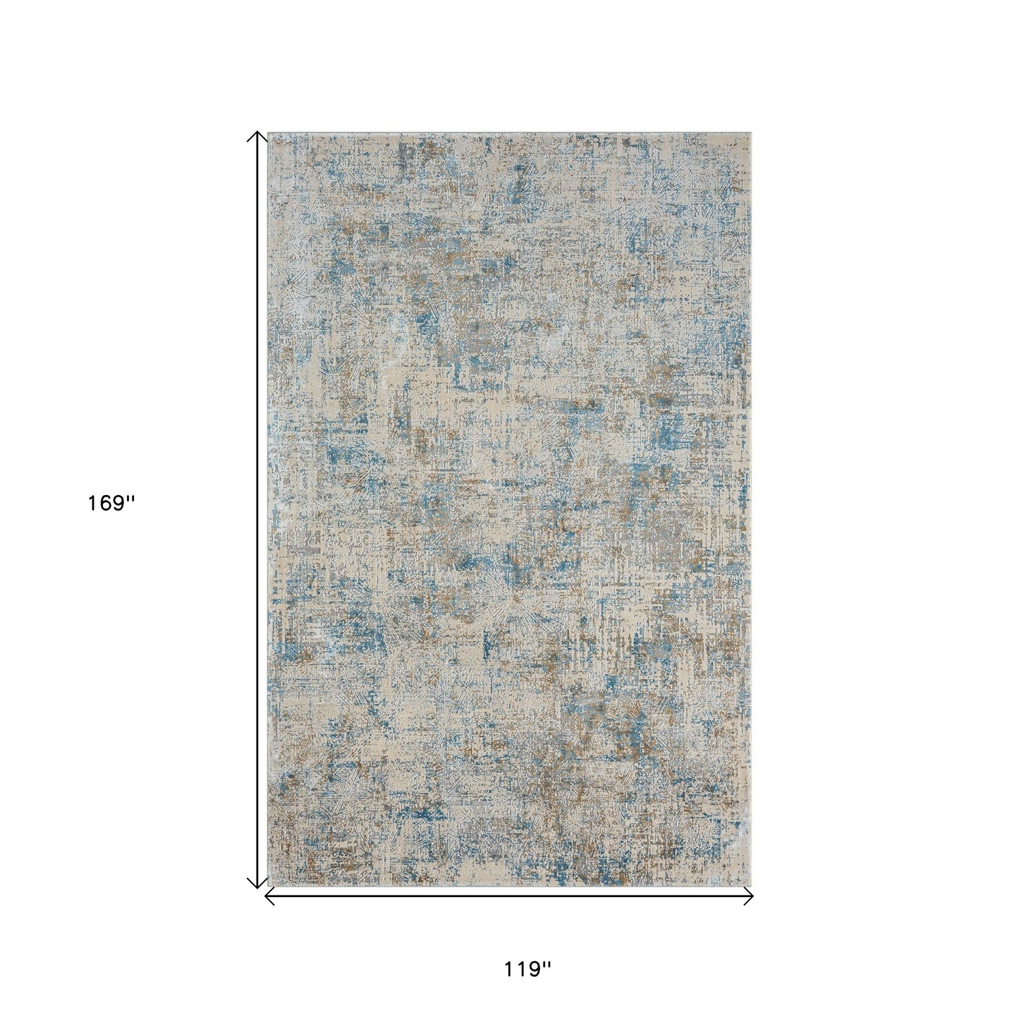 10' x 14' Blue and Ivory Abstract Area Rug