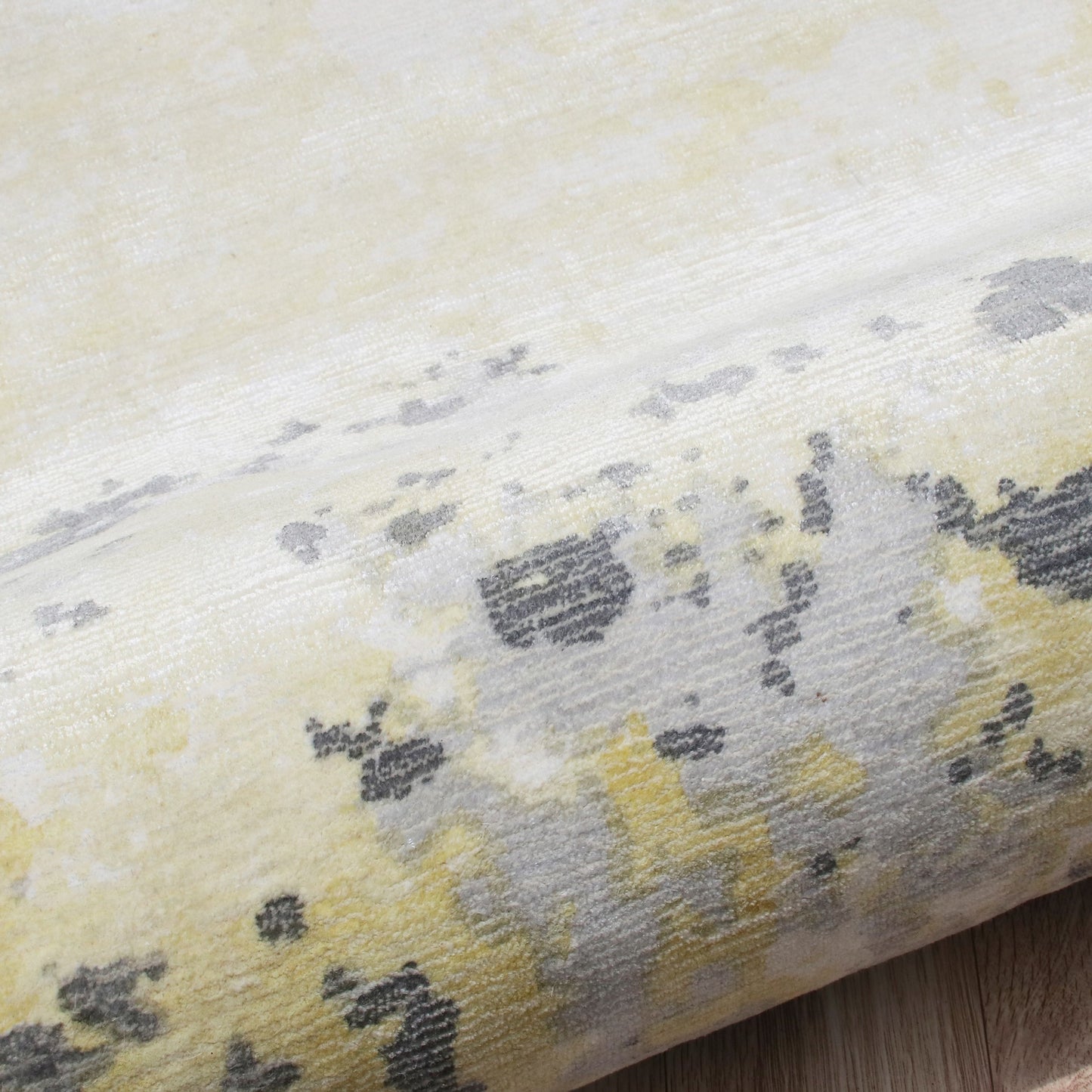 6' x 9' Gray and Yellow Abstract Hand Loomed Area Rug