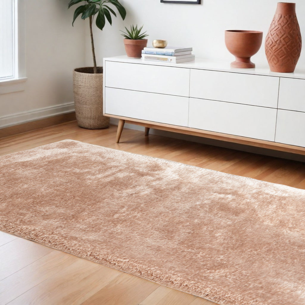8' x 11' Beige Shag Hand Tufted Area Rug