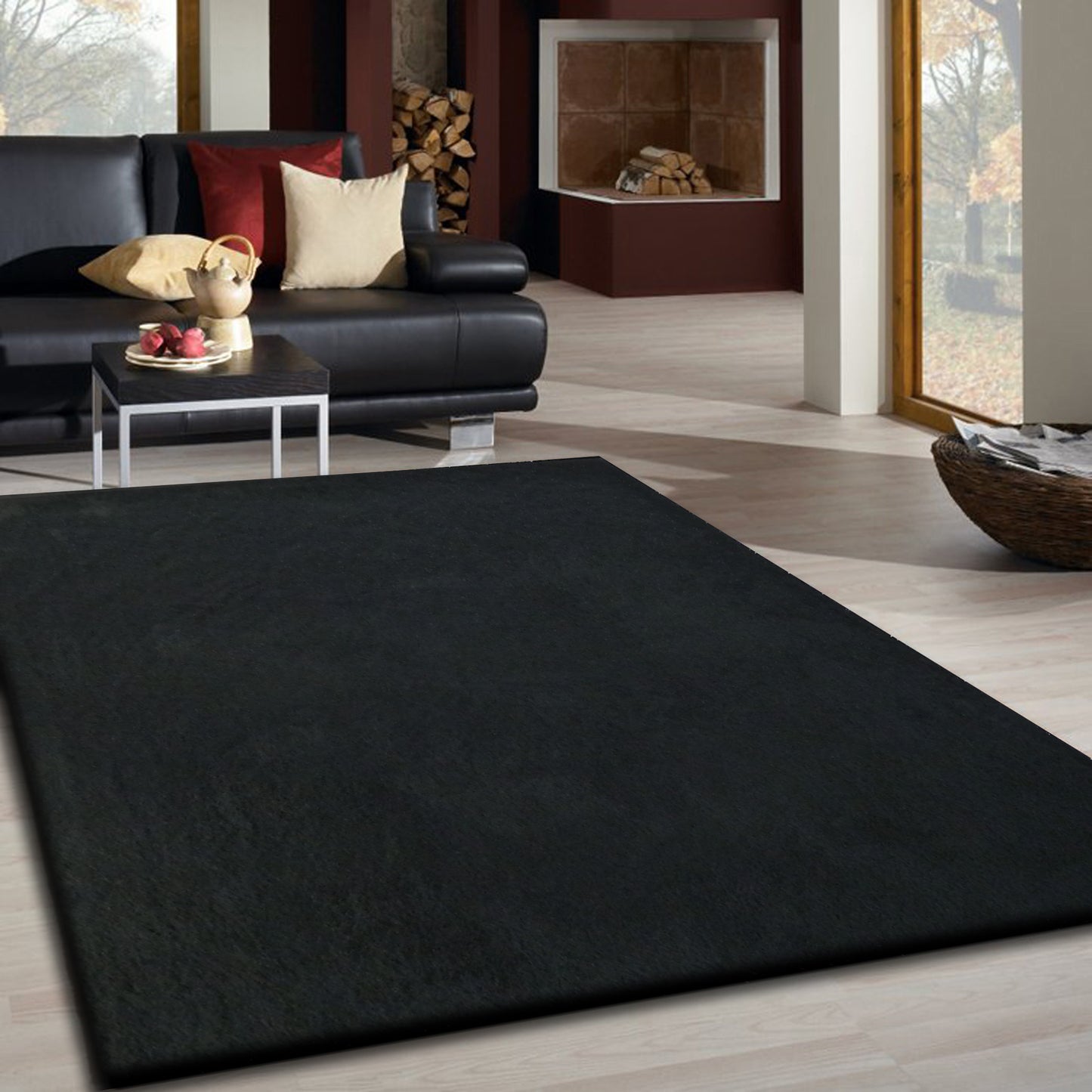 5' x 7' Black Shag Hand Tufted Area Rug