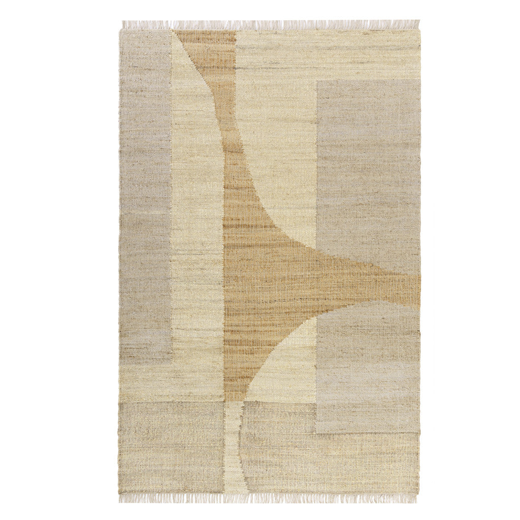 10' x 14' Natural and Ivory Abstract Hand Woven Area Rug