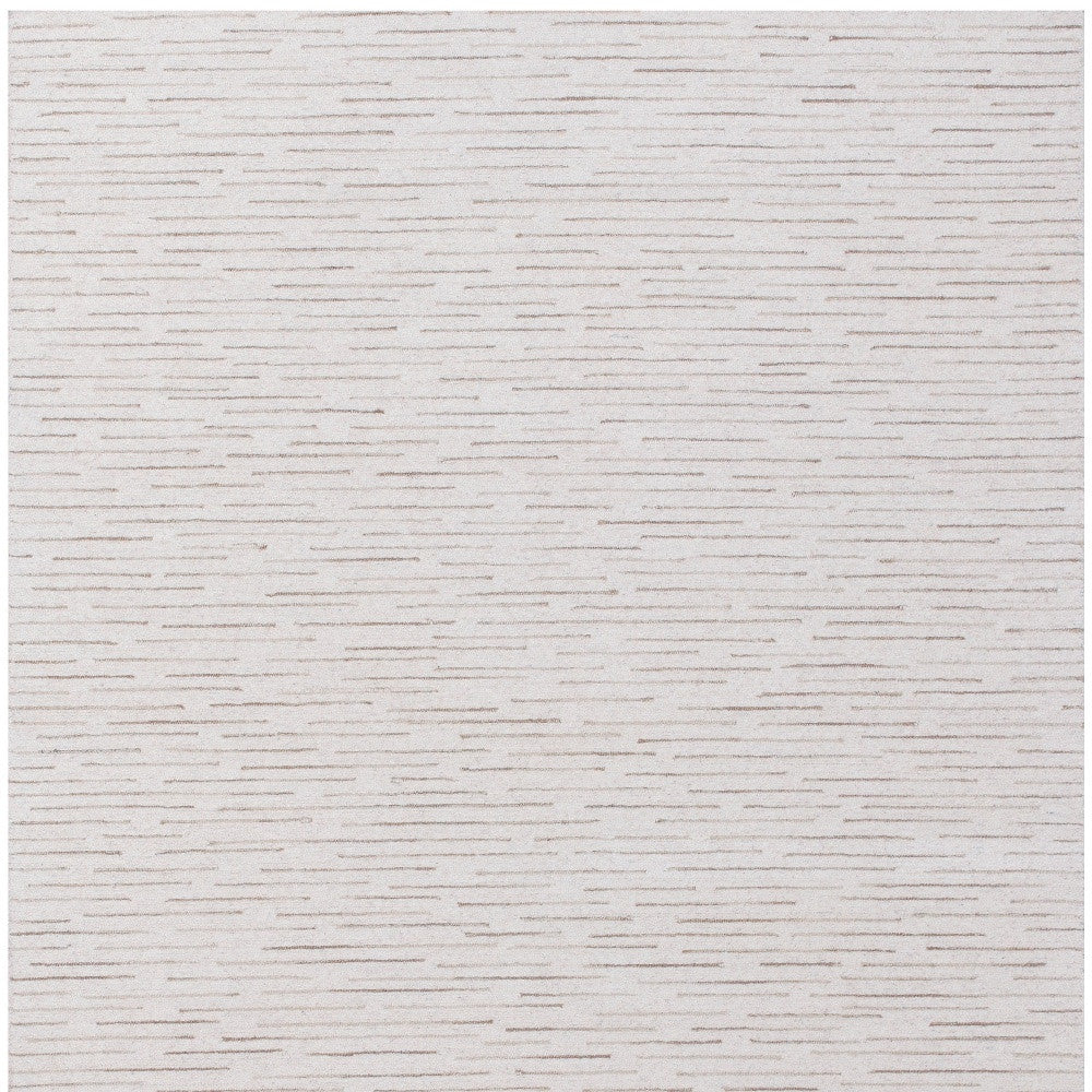 5' x 8' Beige and Ivory Wool Striped Hand Tufted Area Rug