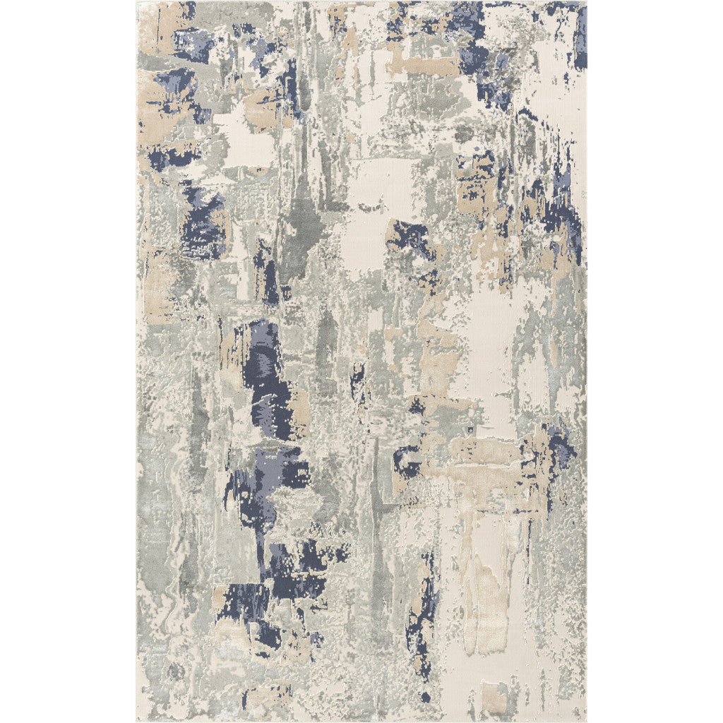 5' x 8' Blue and Beige Abstract Area Rug