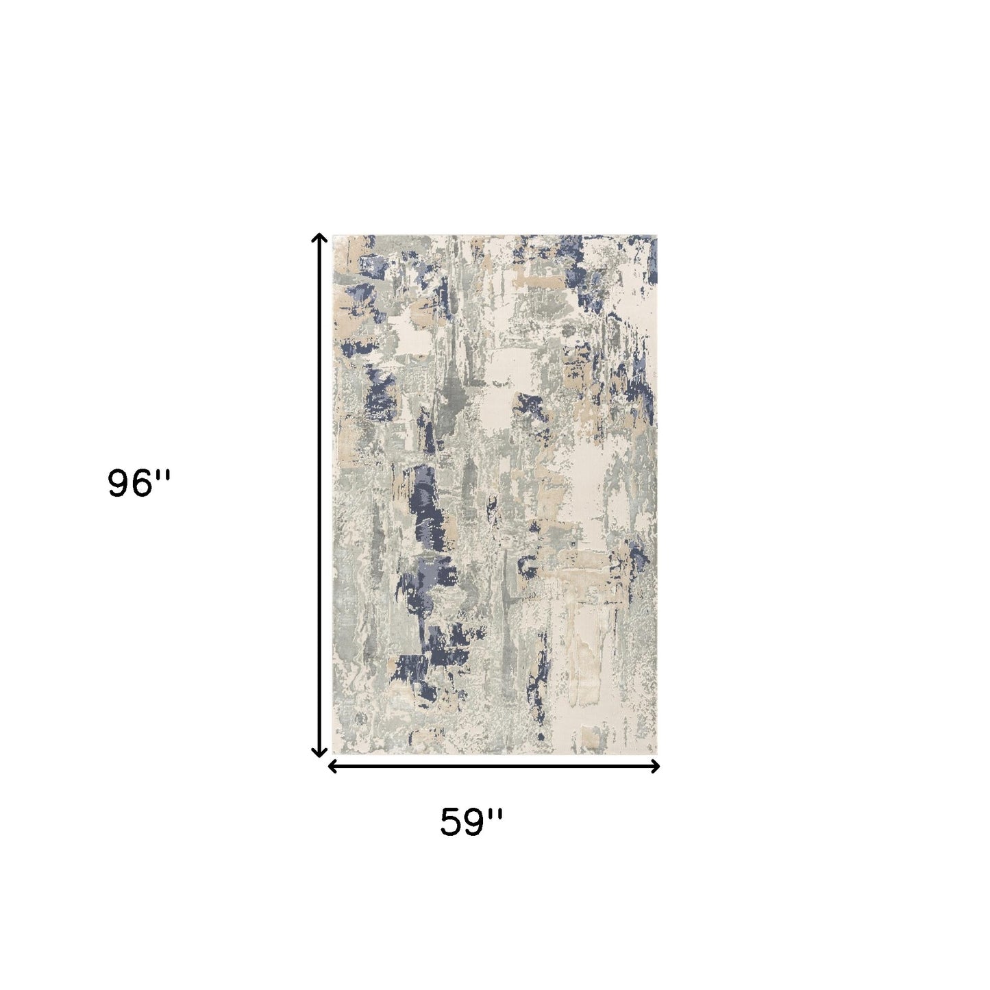 5' x 8' Blue and Beige Abstract Area Rug